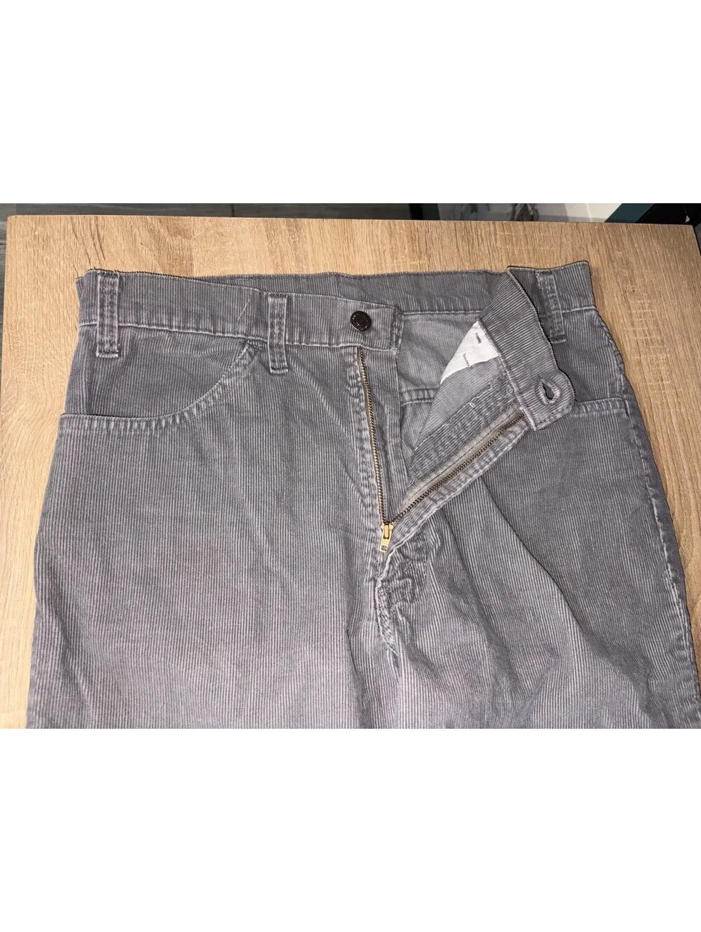 Vtg 70s 646 Corduroy Bell Bottom Flare Leg Pants Jeans 1977 Talon USA Fits 34x36